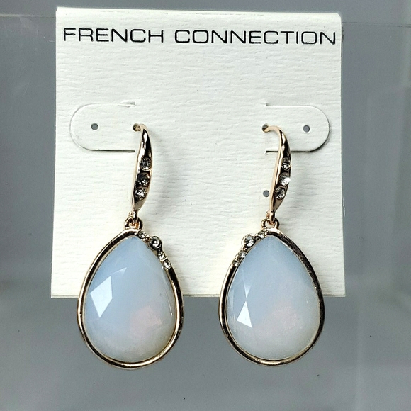 French connection white opal dangle earrings - Picture 2 of 4